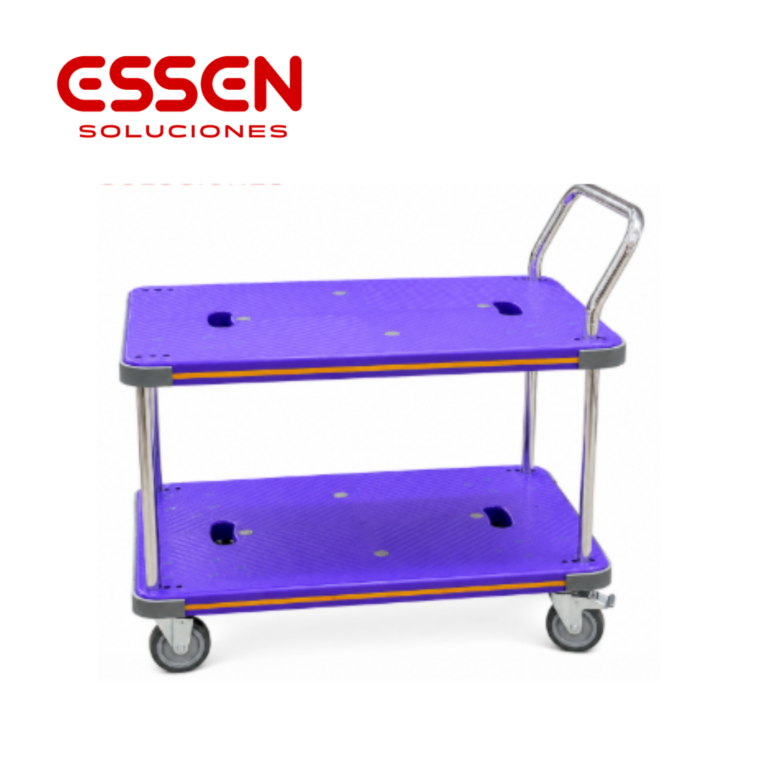 Carro de carga-traslado 4 ruedas hasta 300kg doble estante