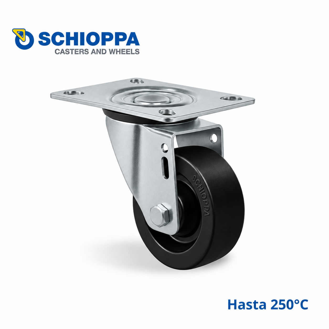 Rueda fenólica para alta temperatura Ø100mm giratoria - Imagen 2