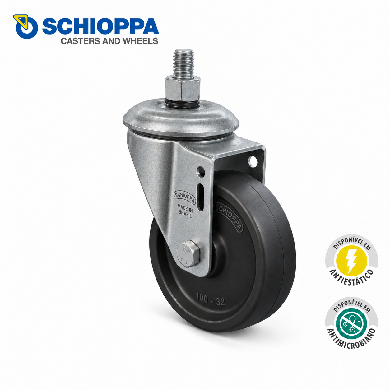 Rueda Ø100mm de polipropileno giratoria con tornillo