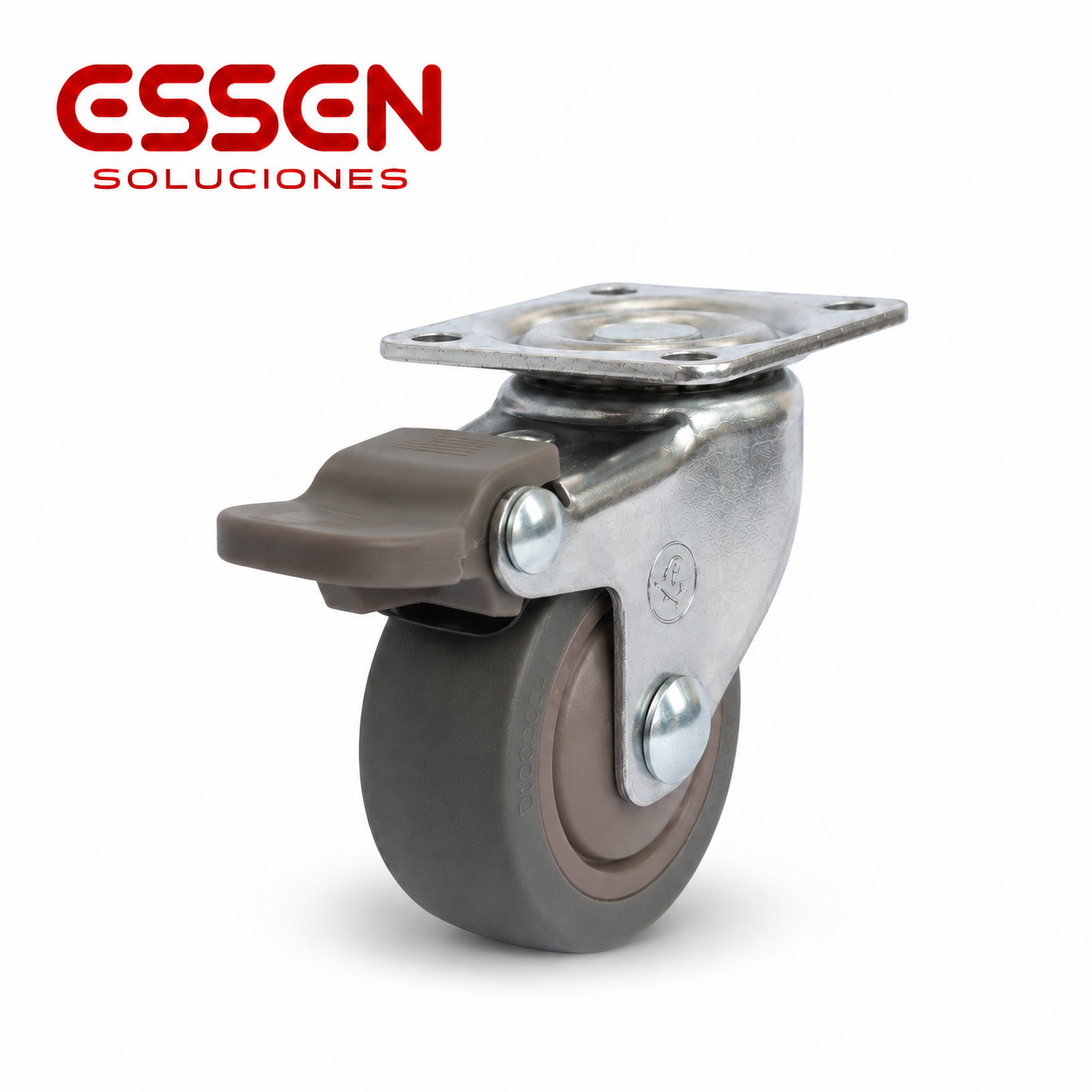 Rueda Ø50mm de goma termoplastica (Suave) giratoria con freno