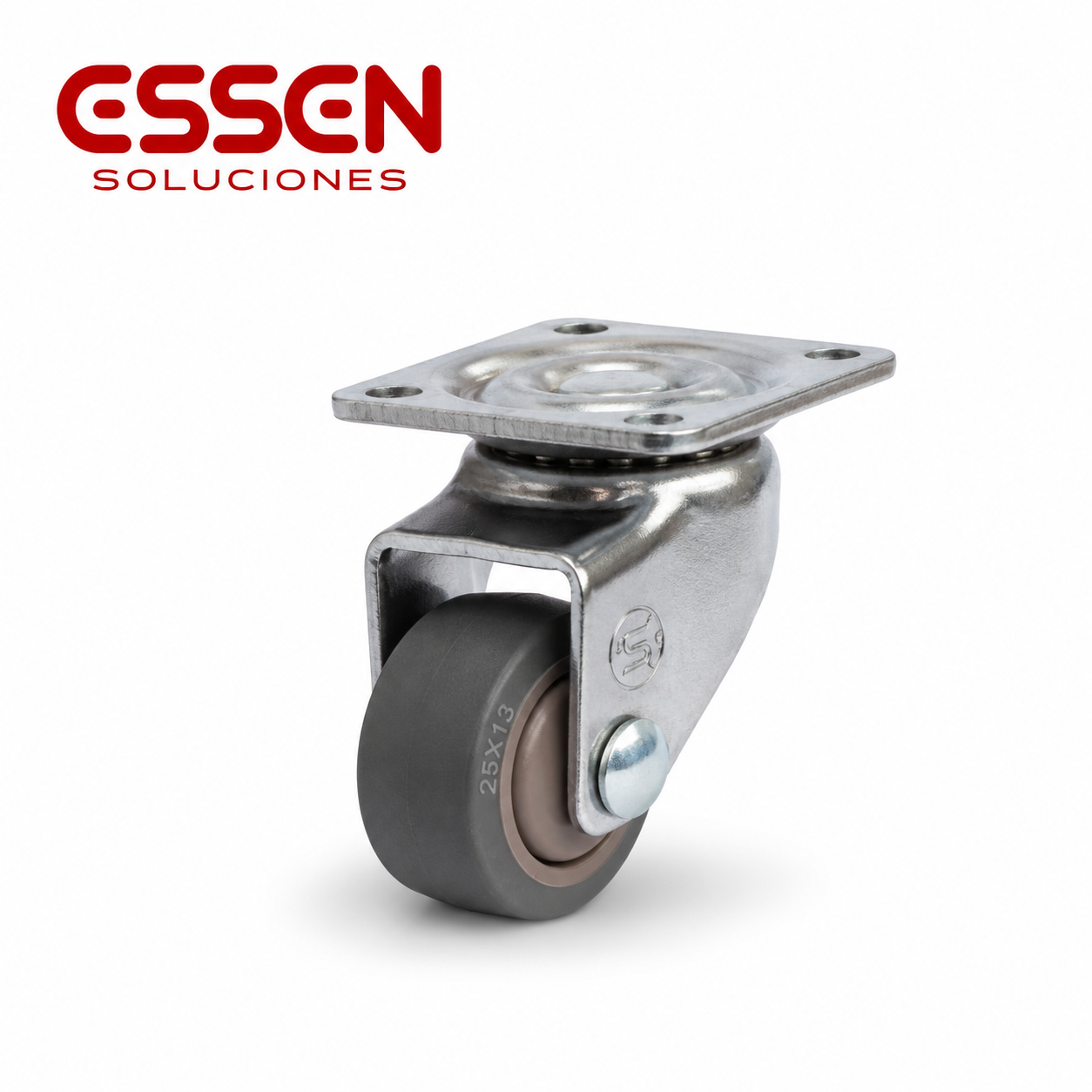 Rueda Ø25mm de goma termoplastica (Suave) giratoria
