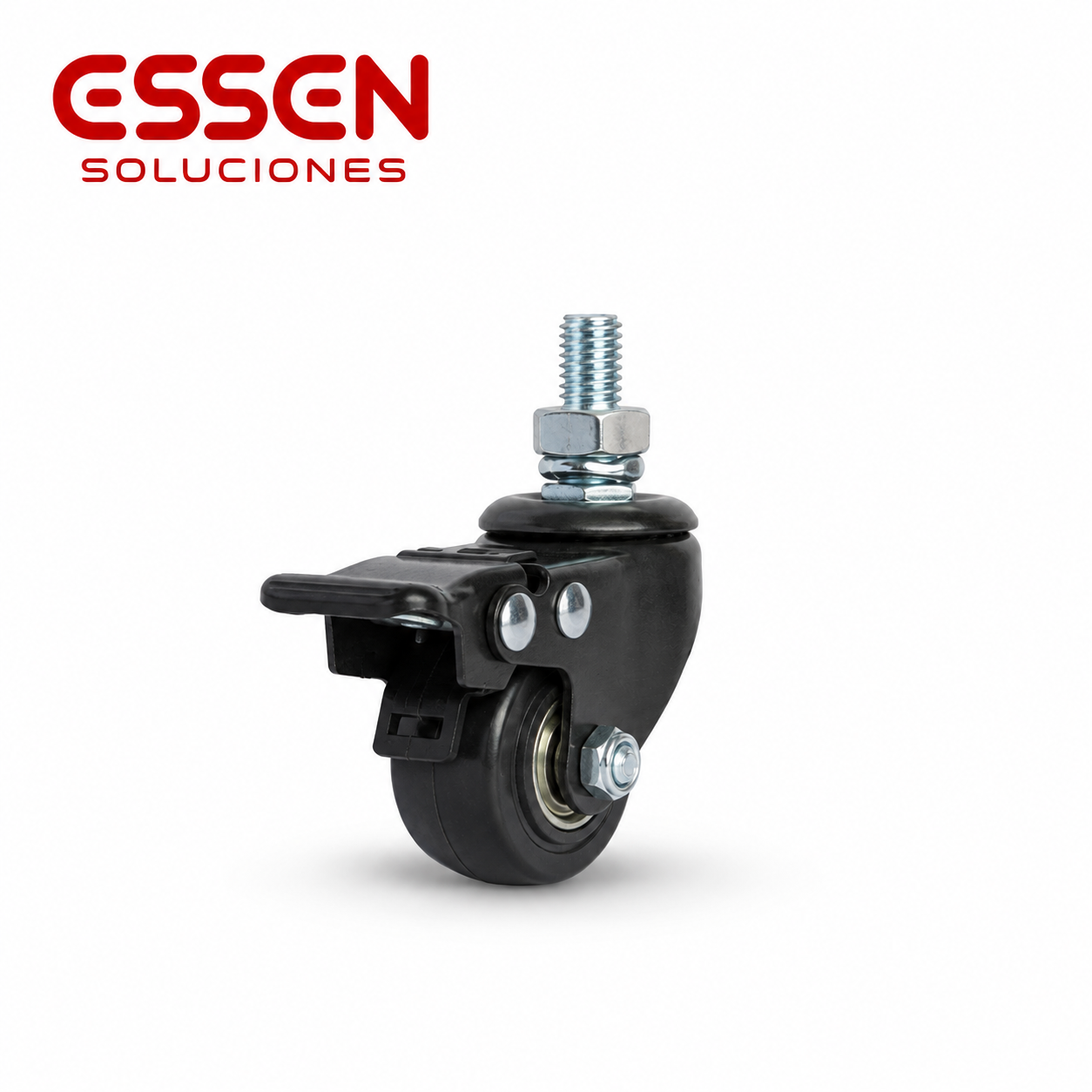 Rueda Ø40mm de polipropileno linea carbon giratoria con tornillo y freno