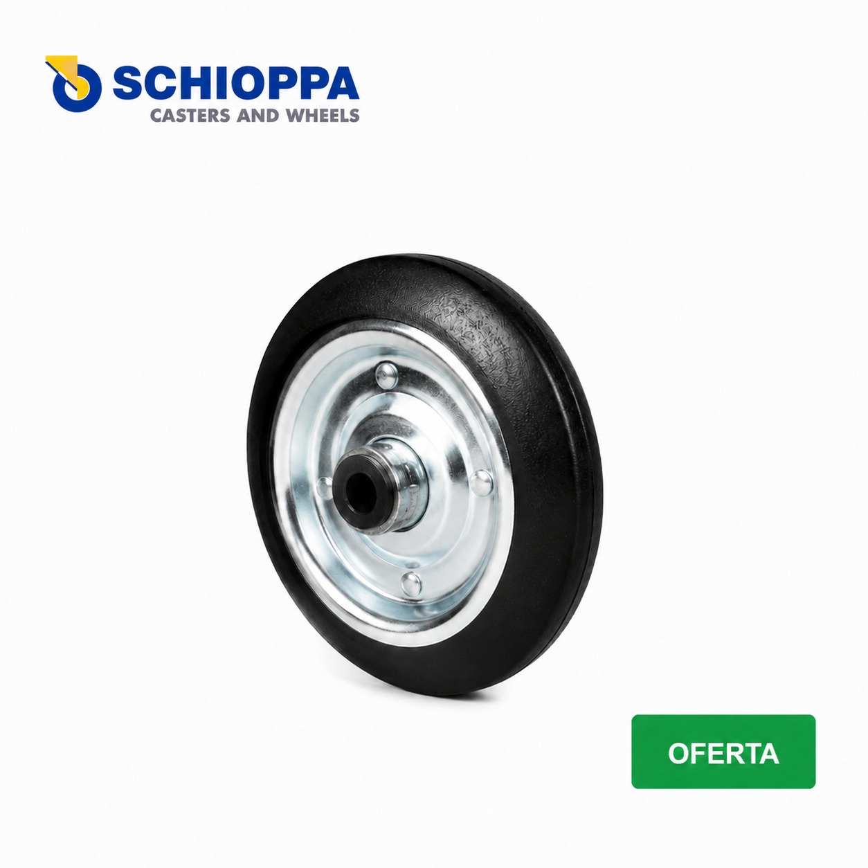 Rueda Ø200mm de goma maciza y chapa 140Kg
