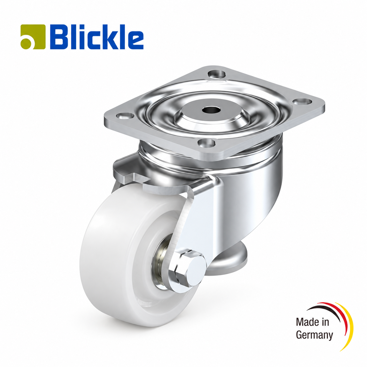 Rueda elevadora Ø75mm poliamida con pata de fijación